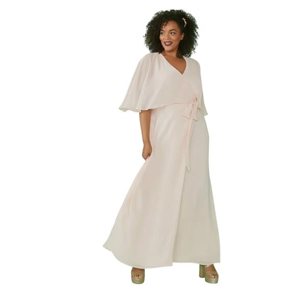 NEW Modcloth Wrapped In Rapture Pink Chiffon Wrap Midi Dress - Picture 1 of 14